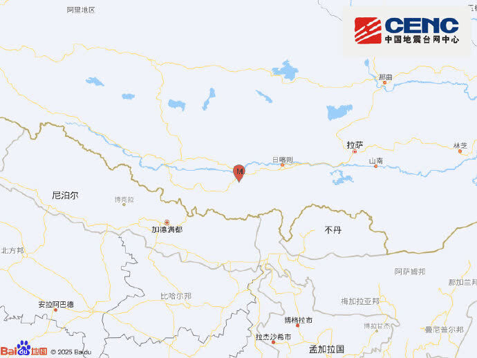 西藏日喀則今晨5.5地震 深度10公里